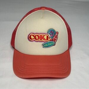 American Eagle Outfitters Coral and Cream Coke Hat